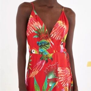 FARM Rio Asymmetrical Red parrot Dress